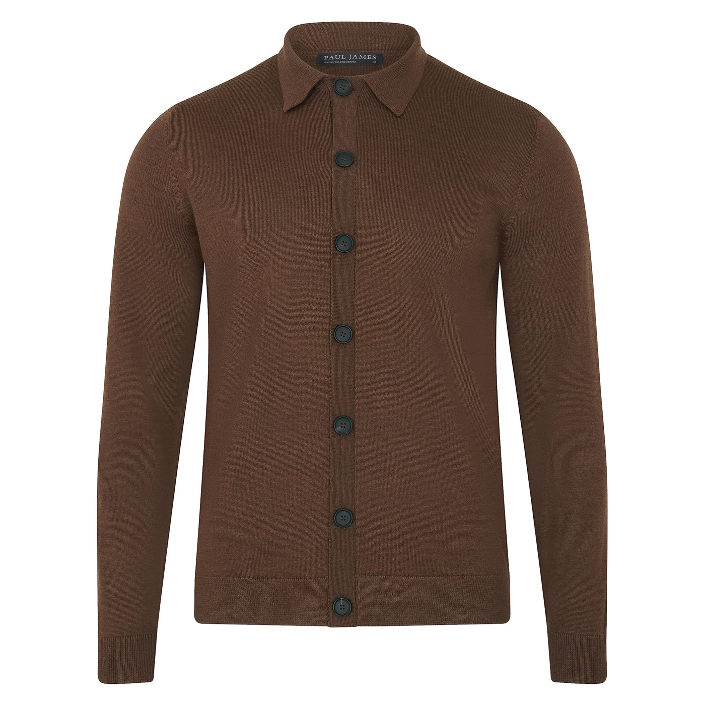 brown mens wool polo cardigan