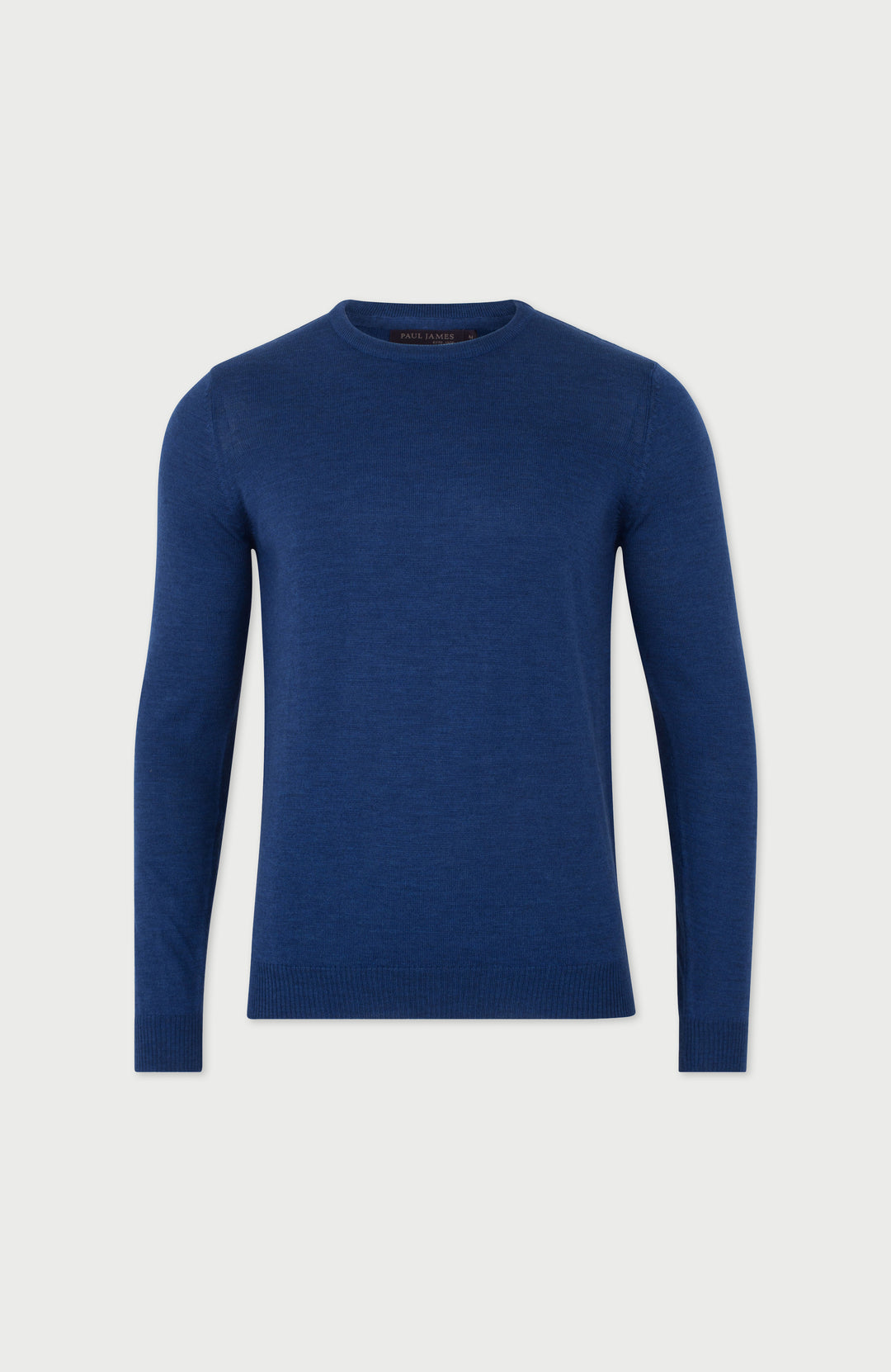 Indigo Blue Mens Extra Fine Merino Wool Crew Neck Jumper By Paul James