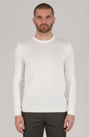 white mens merino wool jumper by Paul James