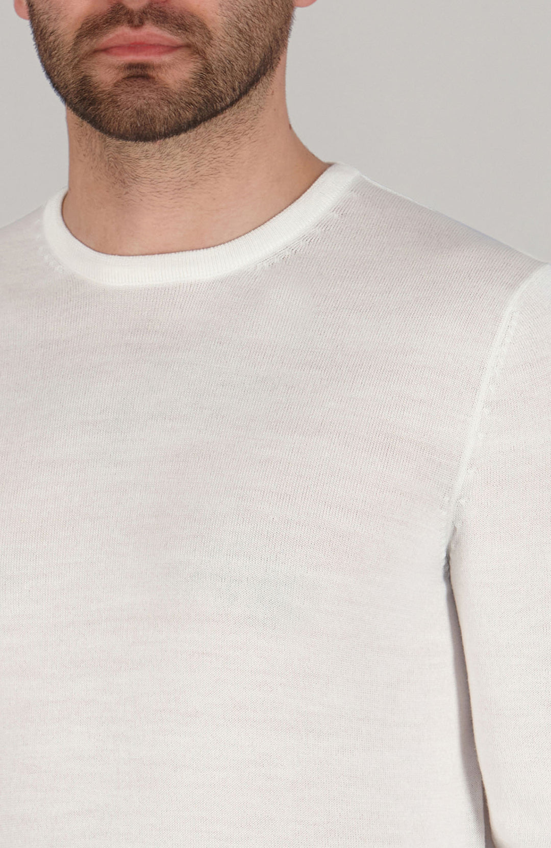 white mens merino wool jumper by Paul James