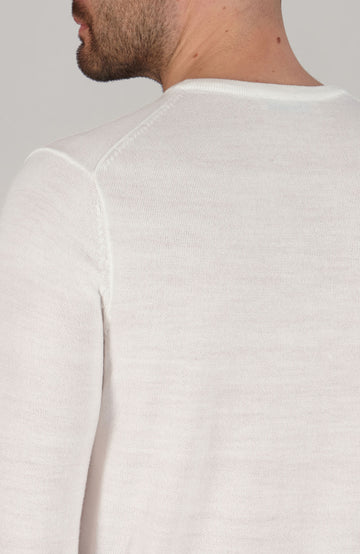white mens merino wool jumper by Paul James