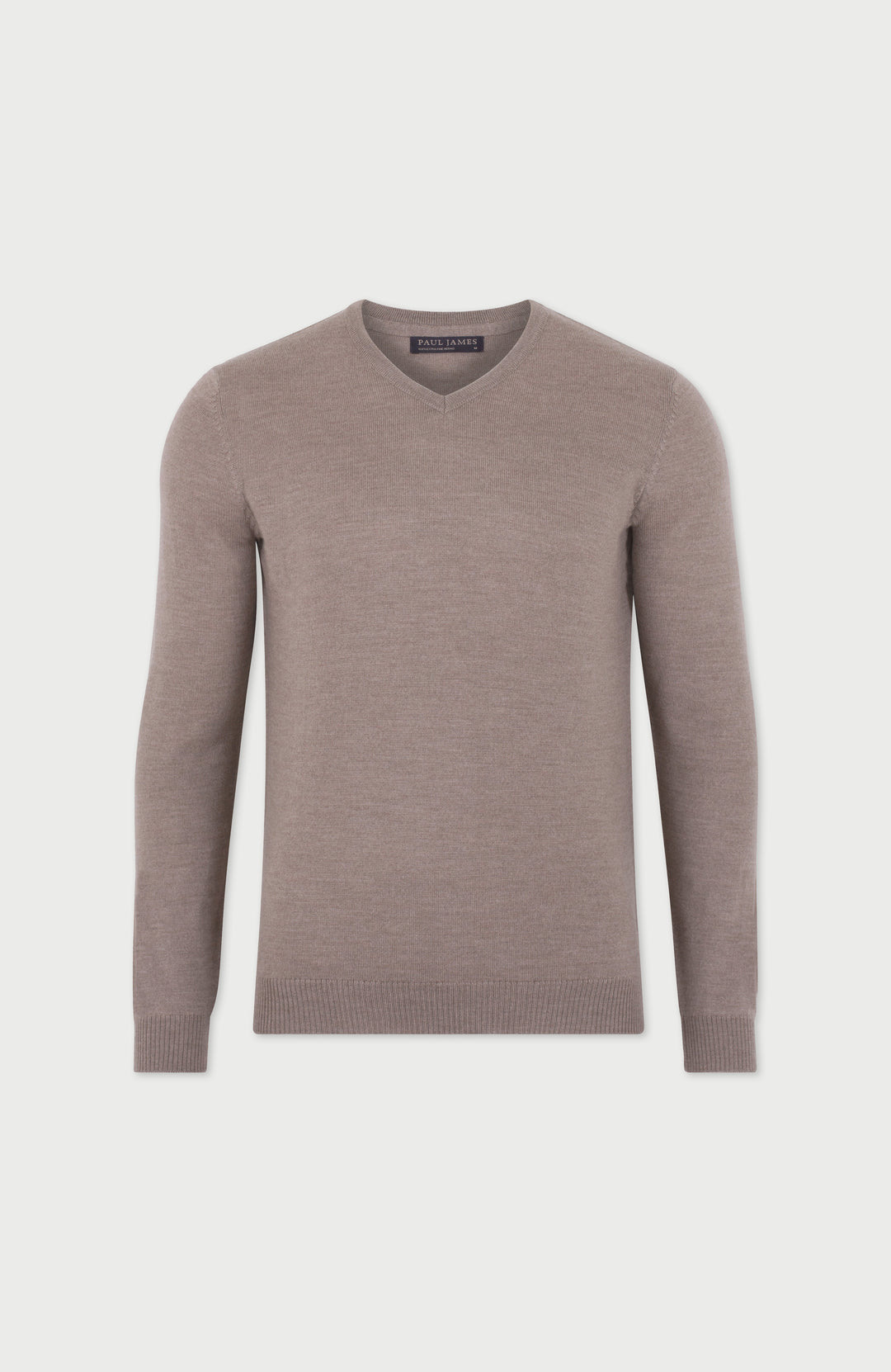 Hessian Mens Extra Fine Merino Wool V-Neck Jumper By Paul James