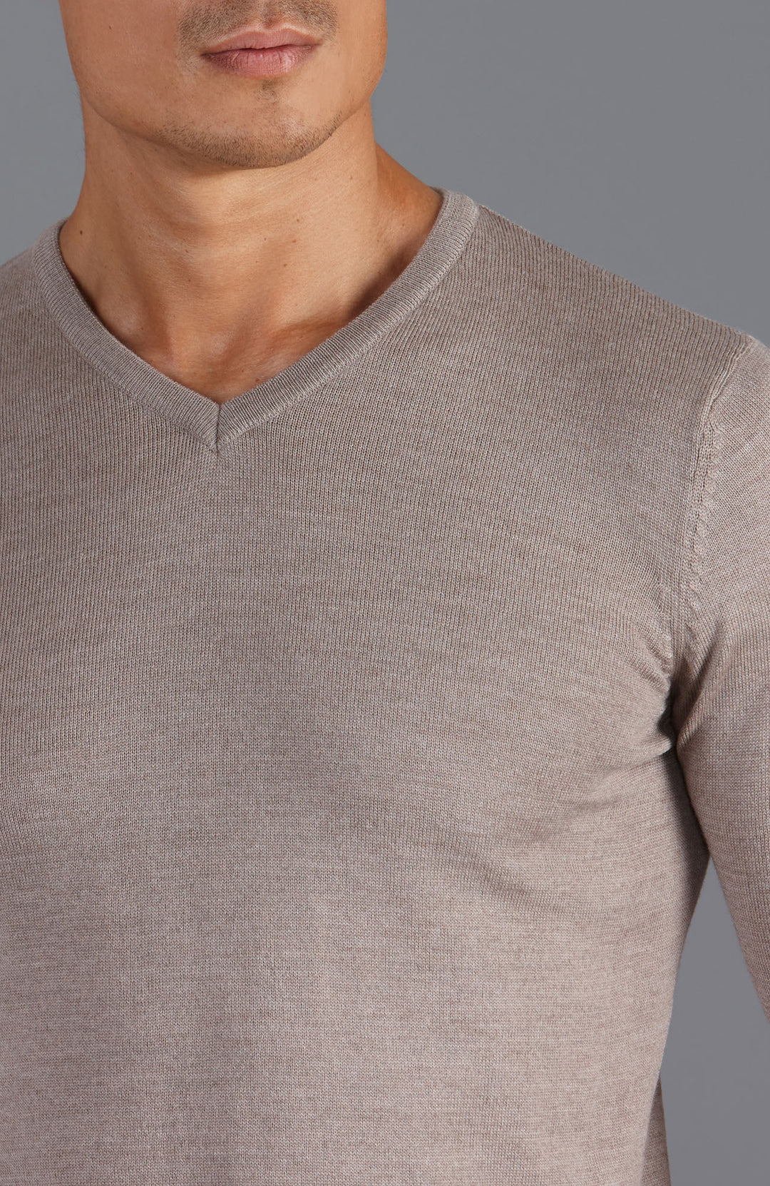 Hessian mens merino wool v-neck jumper by Paul James