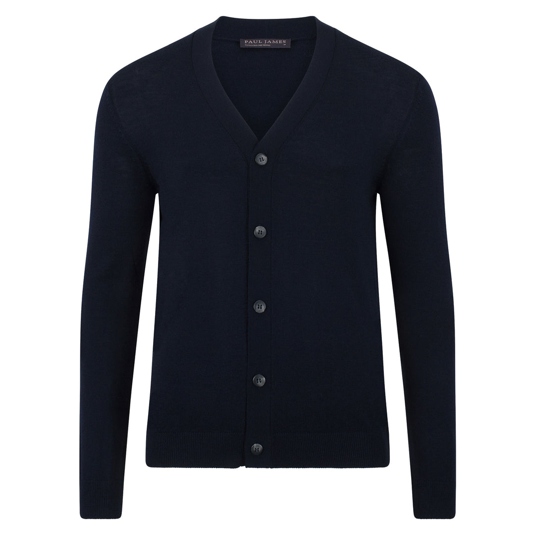 navy mens fine merino wool cardigan