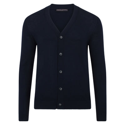 navy mens fine merino wool cardigan