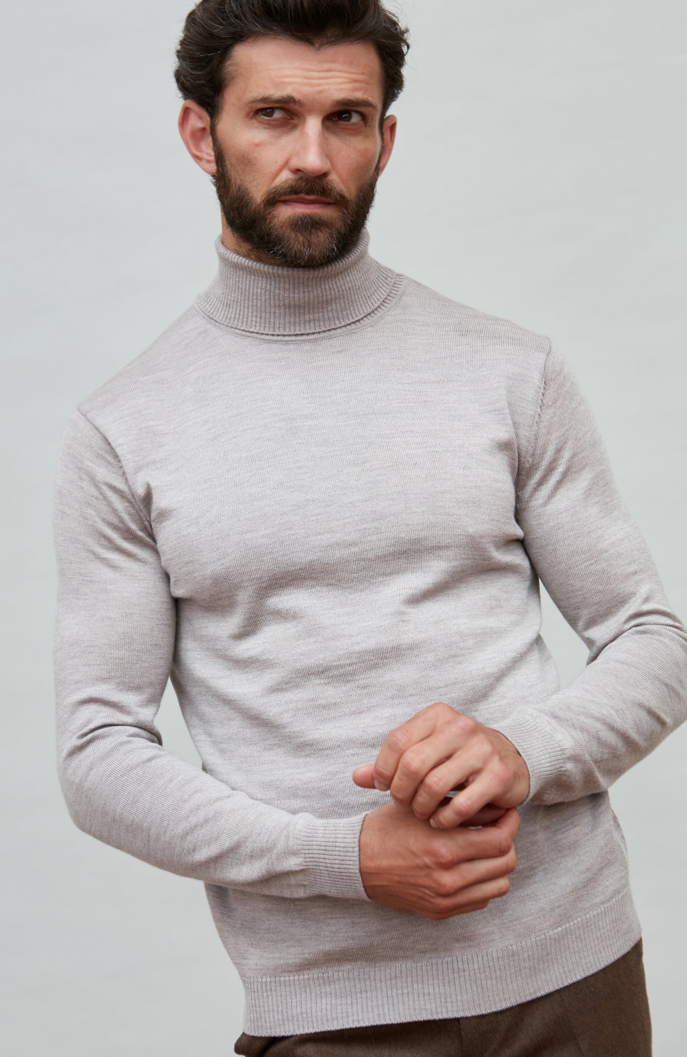 beige fine merino wool