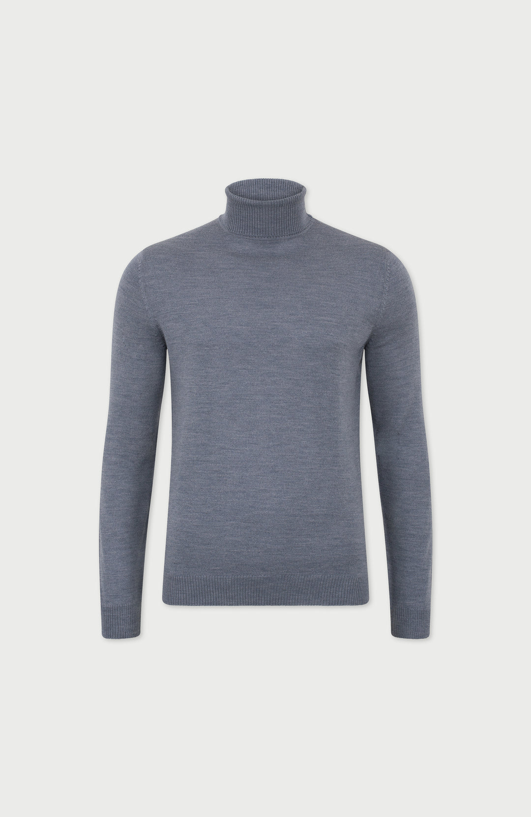 Midgrey Mens Extra Fine Merino Wool Roll Neck Jumper By Paul James