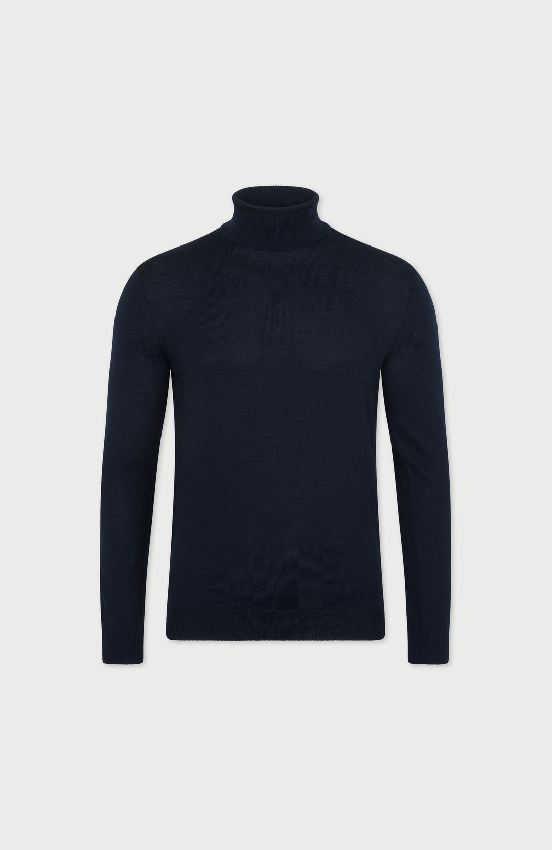 Navy Mens Extra Fine Merino Wool Roll Neck Jumper By Paul James