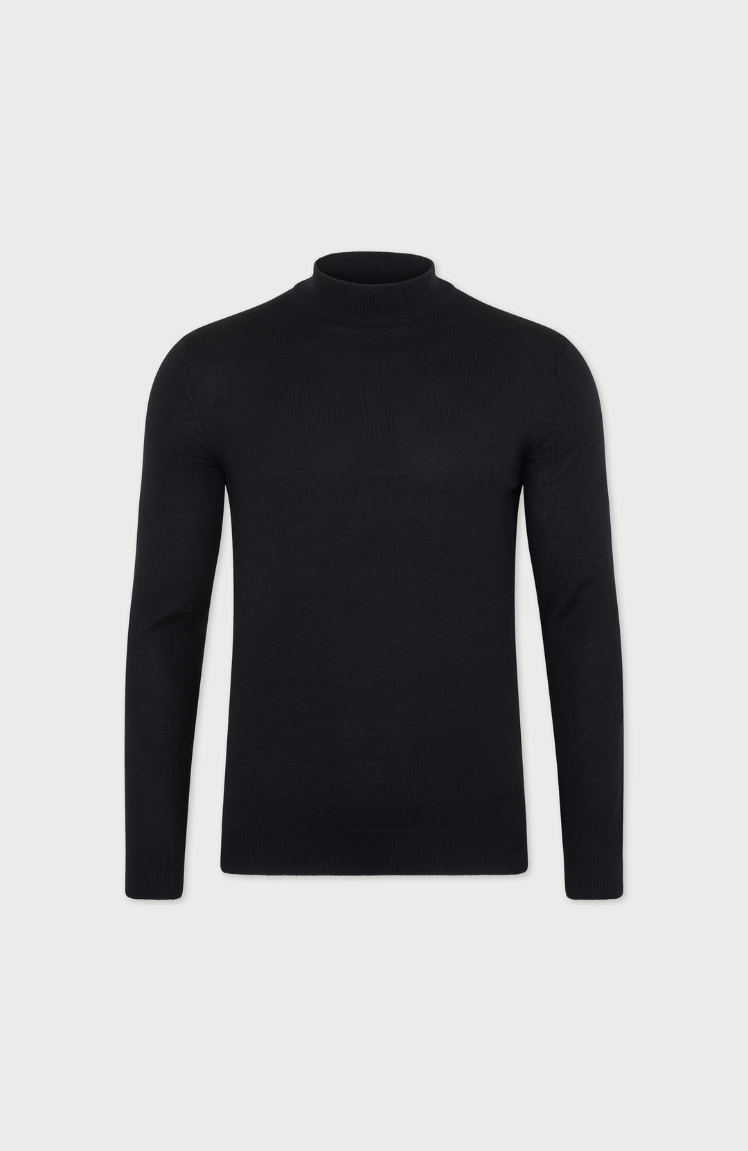 Black Mens Extra Fine Merino Wool Turtle Neck Jumper By Paul James