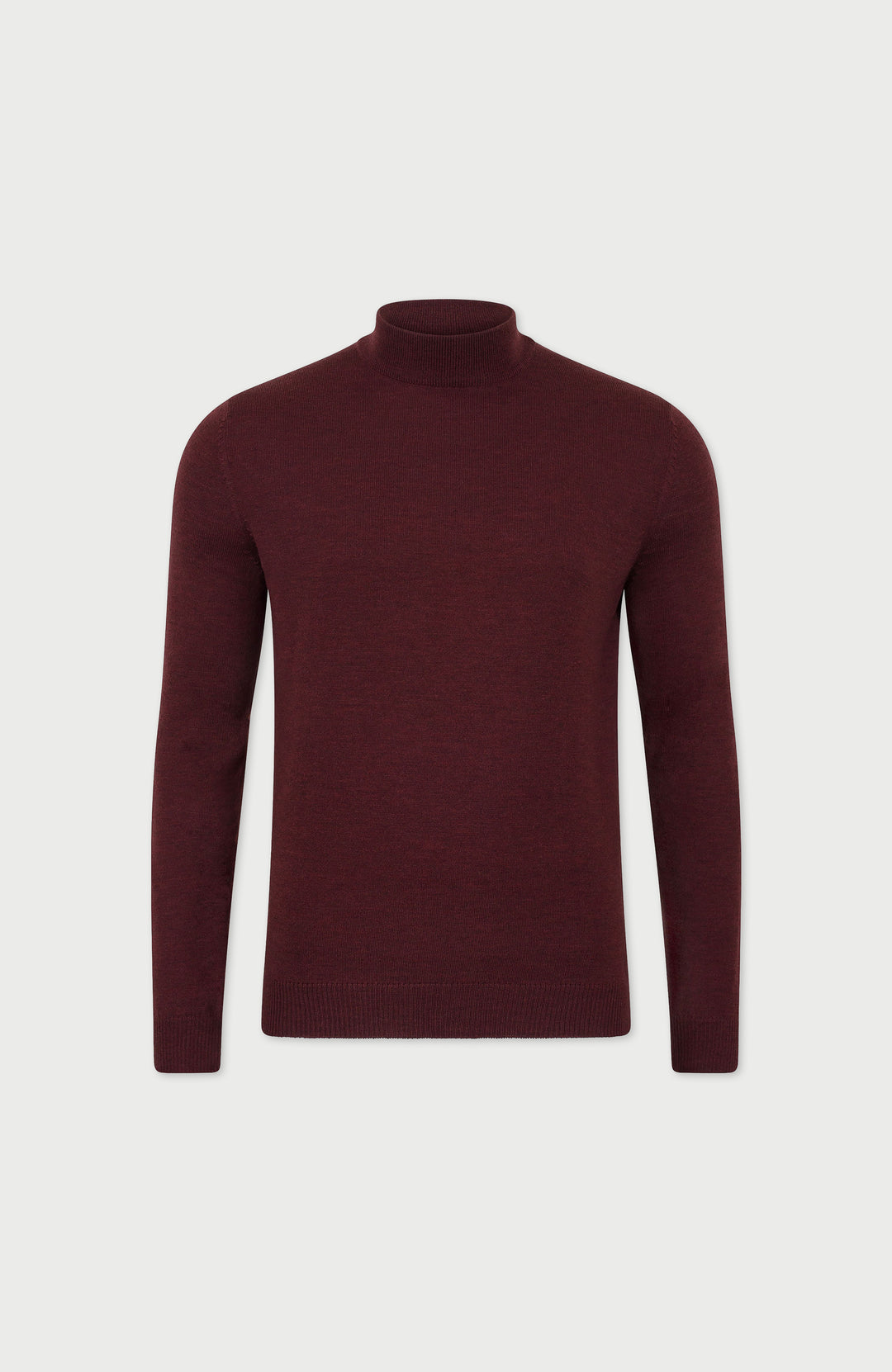 Burgundy Mens Extra Fine Merino Wool Turtle Neck Jumper By Paul James