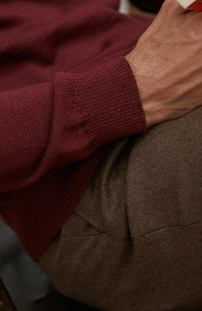 Mens Extra Fine Merino Wool Mock Turtleneck Jumper