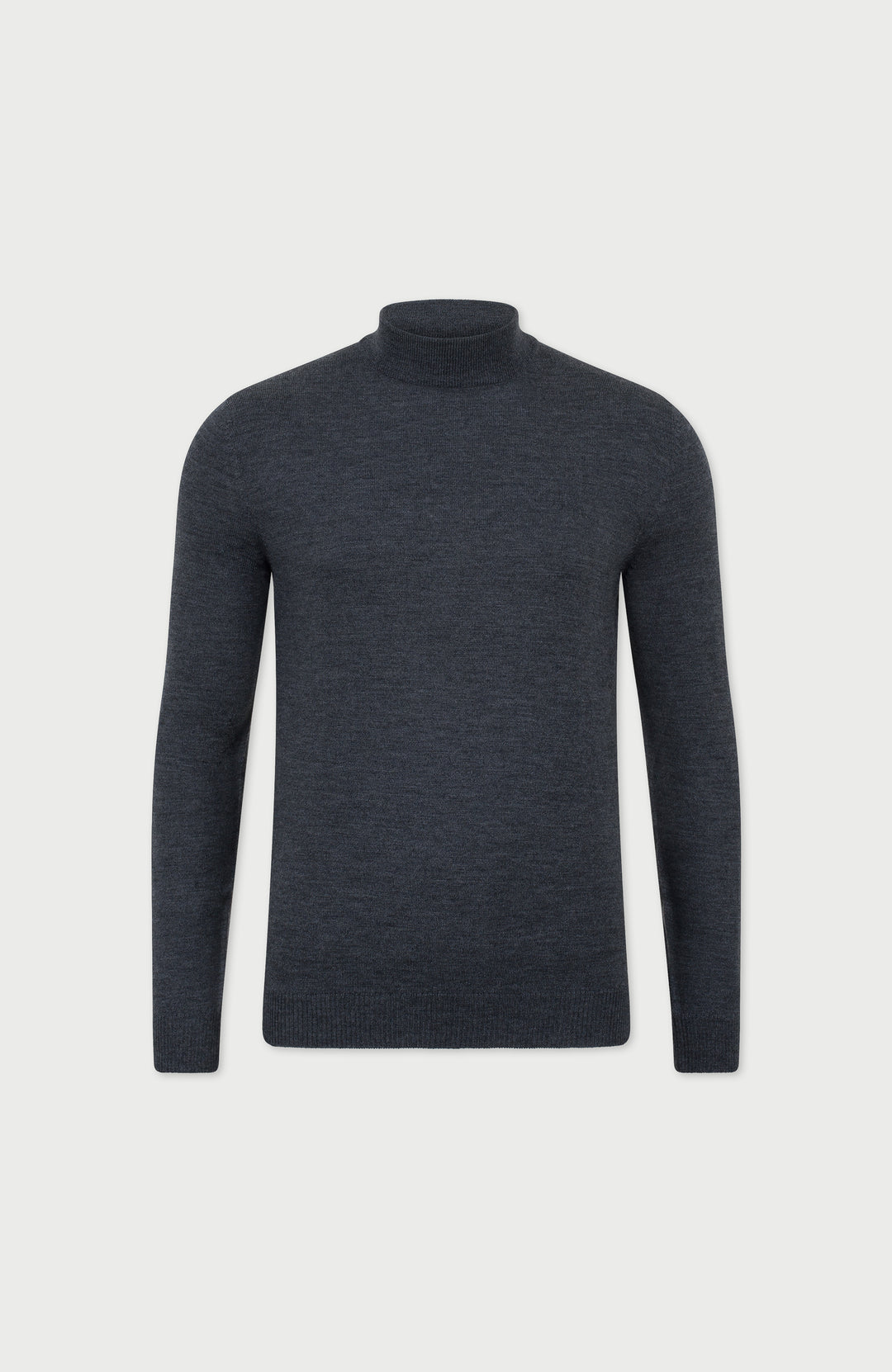 Charcoal Mens Extra Fine Merino Wool Turtle Neck Jumper By Paul James