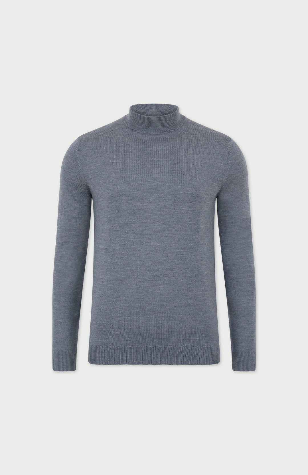 Mid Grey Mens Extra Fine Merino Wool Turtle Neck Jumper By Paul James