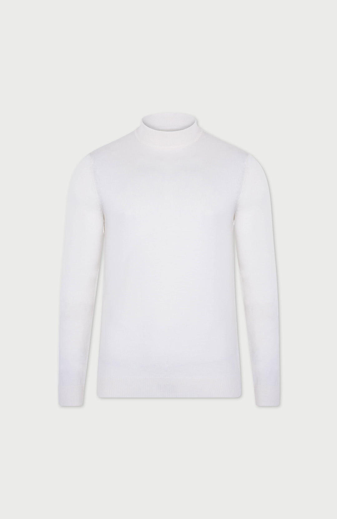 White Mens Extra Fine Merino Wool Turtle Neck Jumper By Paul James