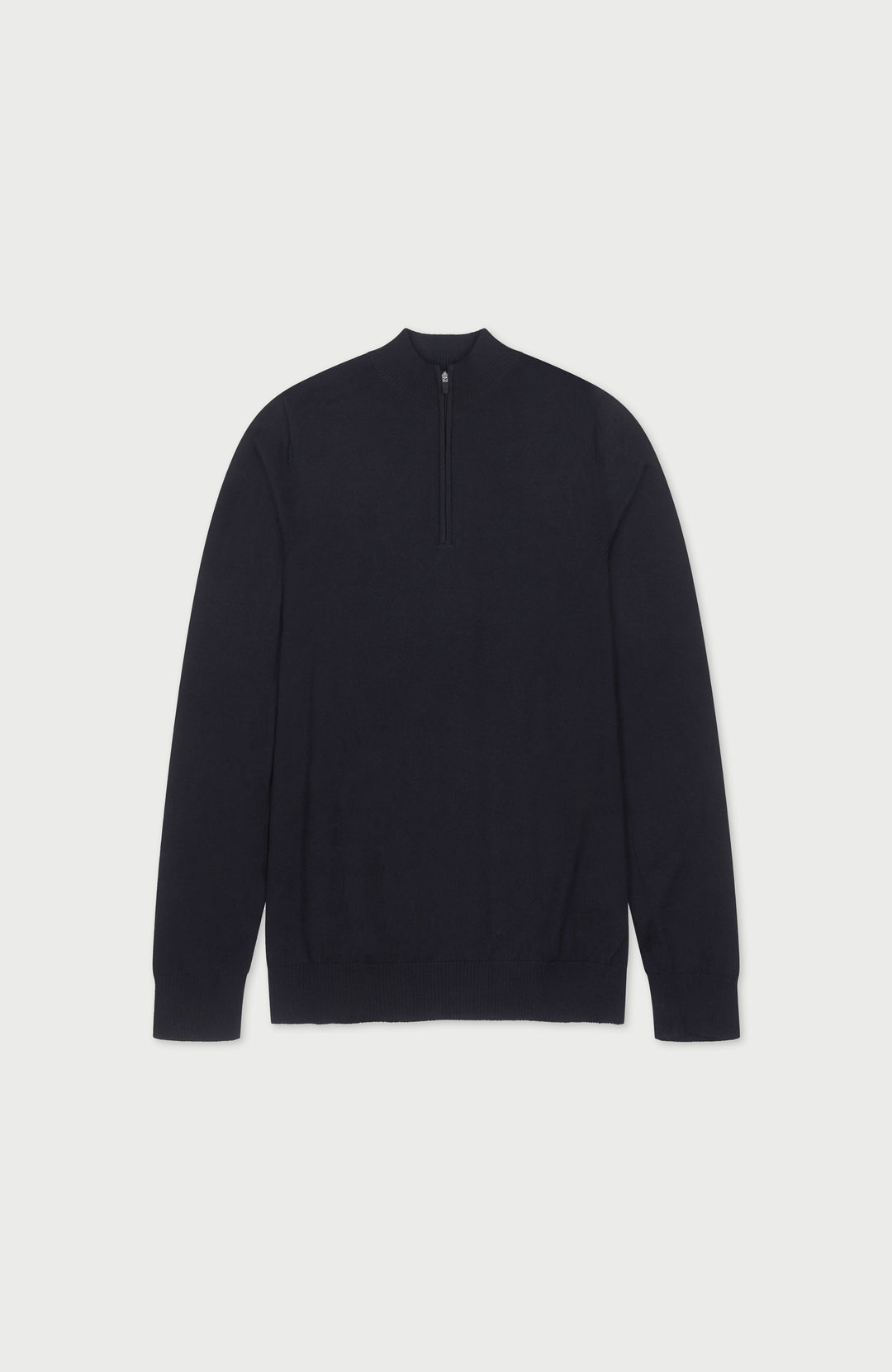 mens black zip neck merino wool polo shirt by paul james