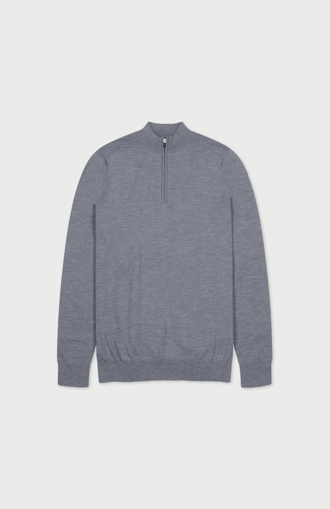 mens grey zip neck merino wool polo shirt by paul james
