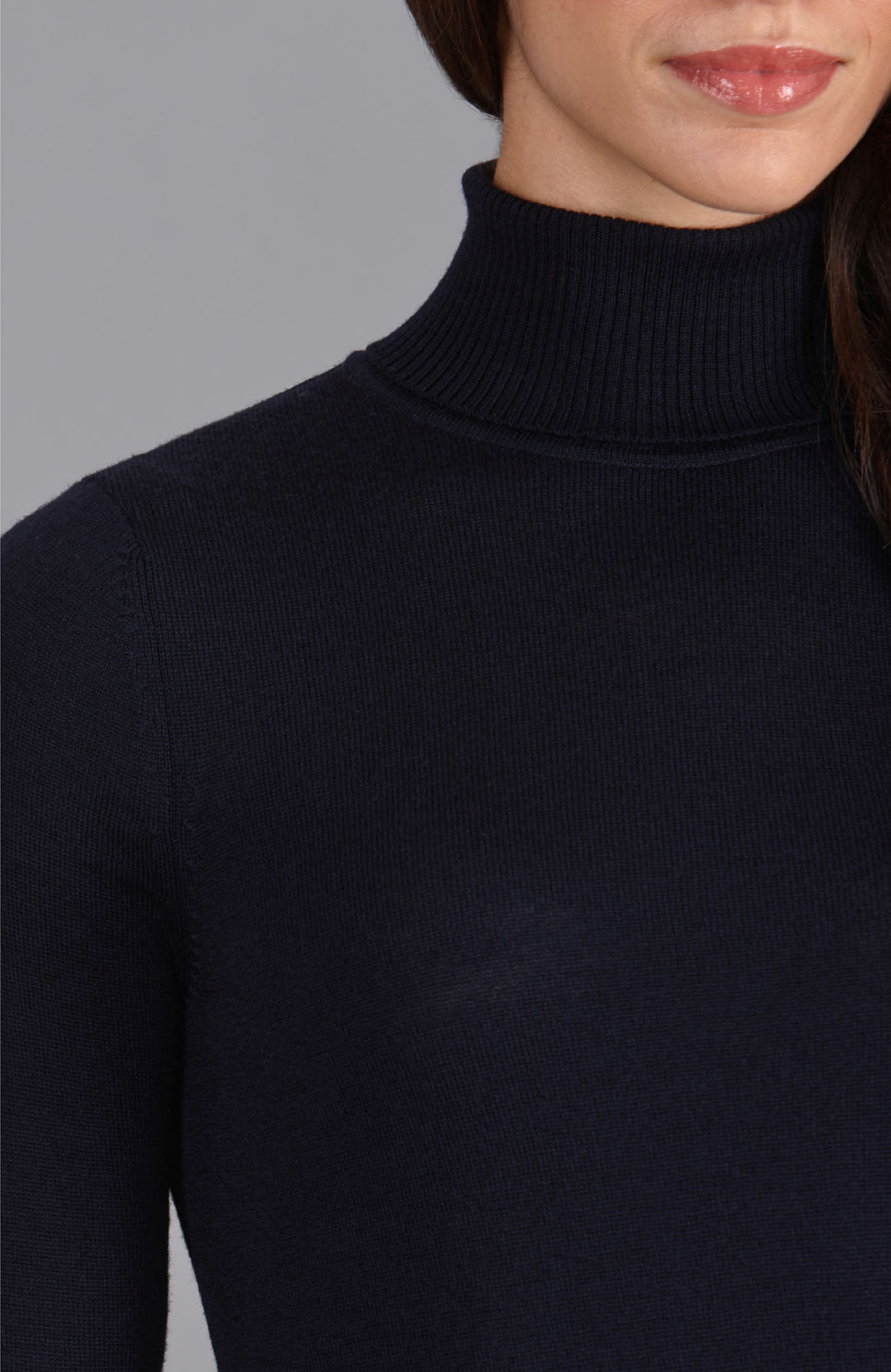 navy womens merino wool roll neck jumper