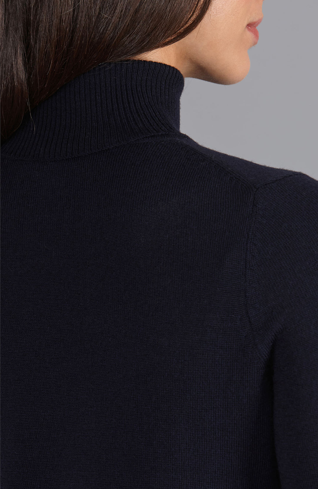 navy womens merino wool roll neck jumper