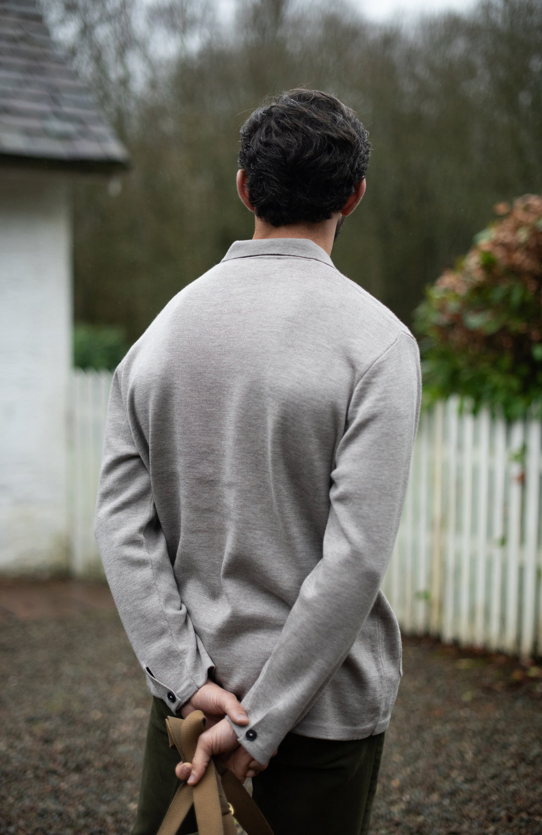 Men's Merino Wool Knitted Polo Jacket Work Shirt by Paul James Knitwear