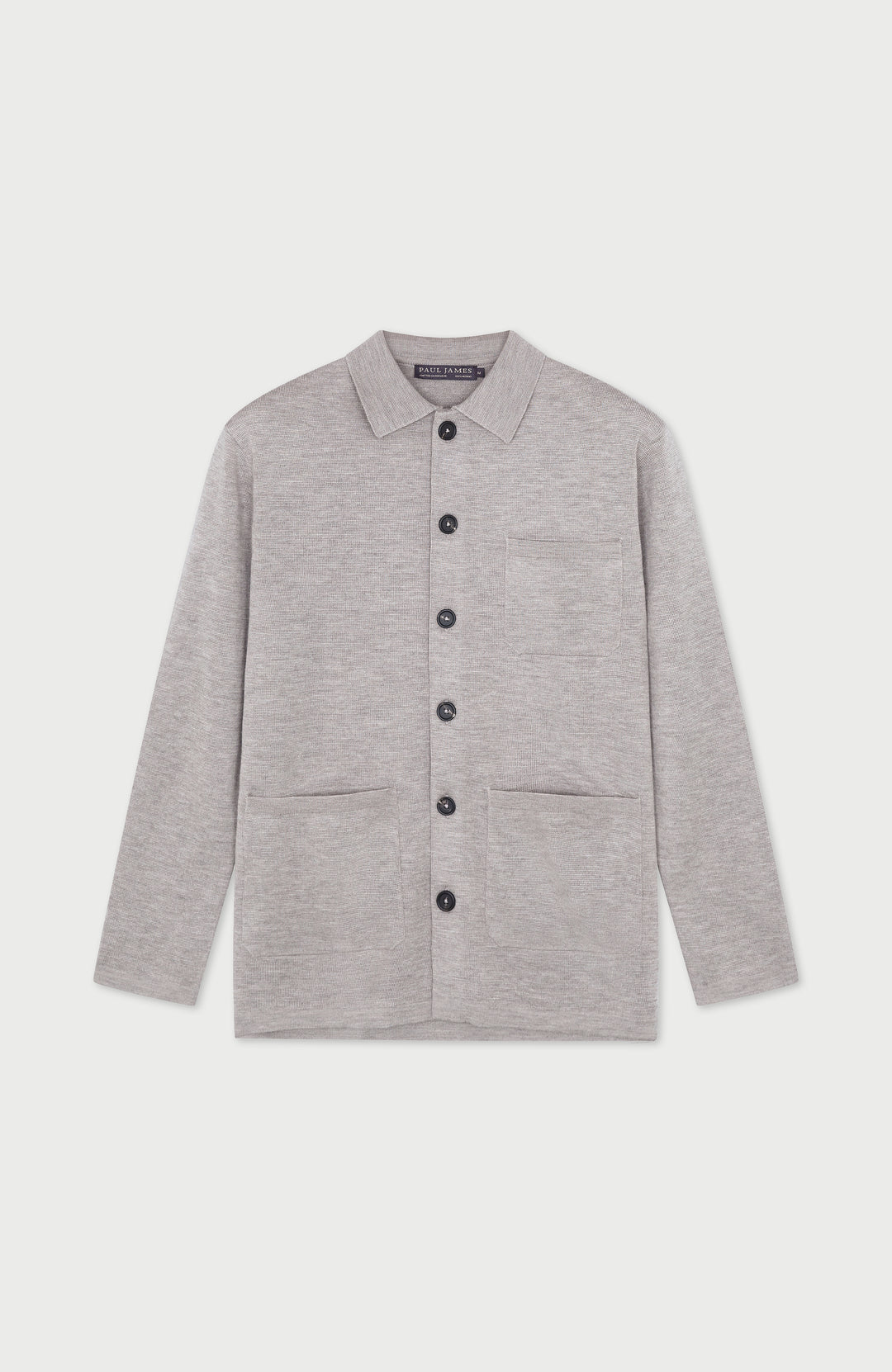 Beige Mens Extra Fine Merino Wool Work Shirt By Paul James