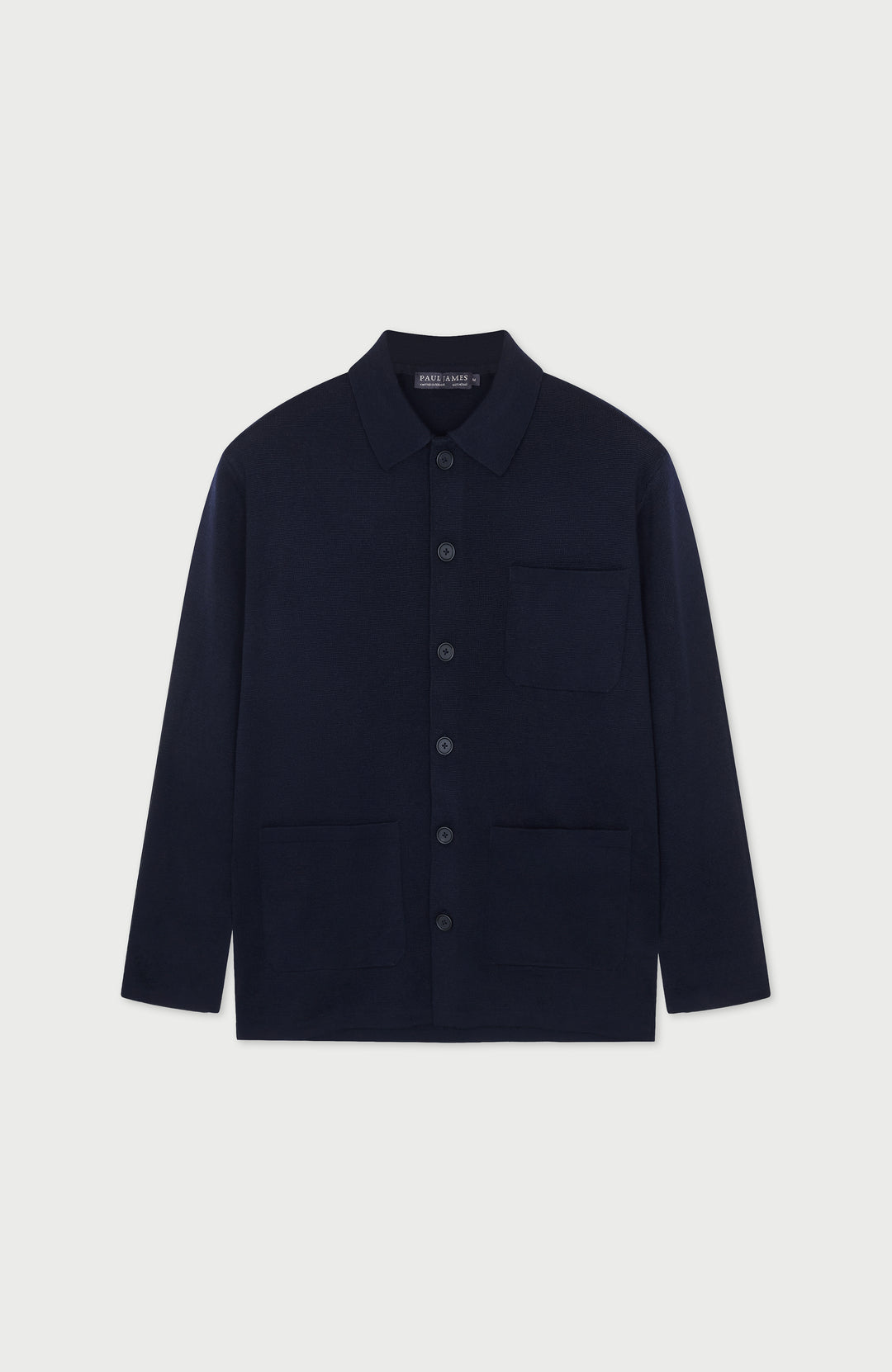 Navy Mens Extra Fine Merino Wool Work Shirt By Paul James