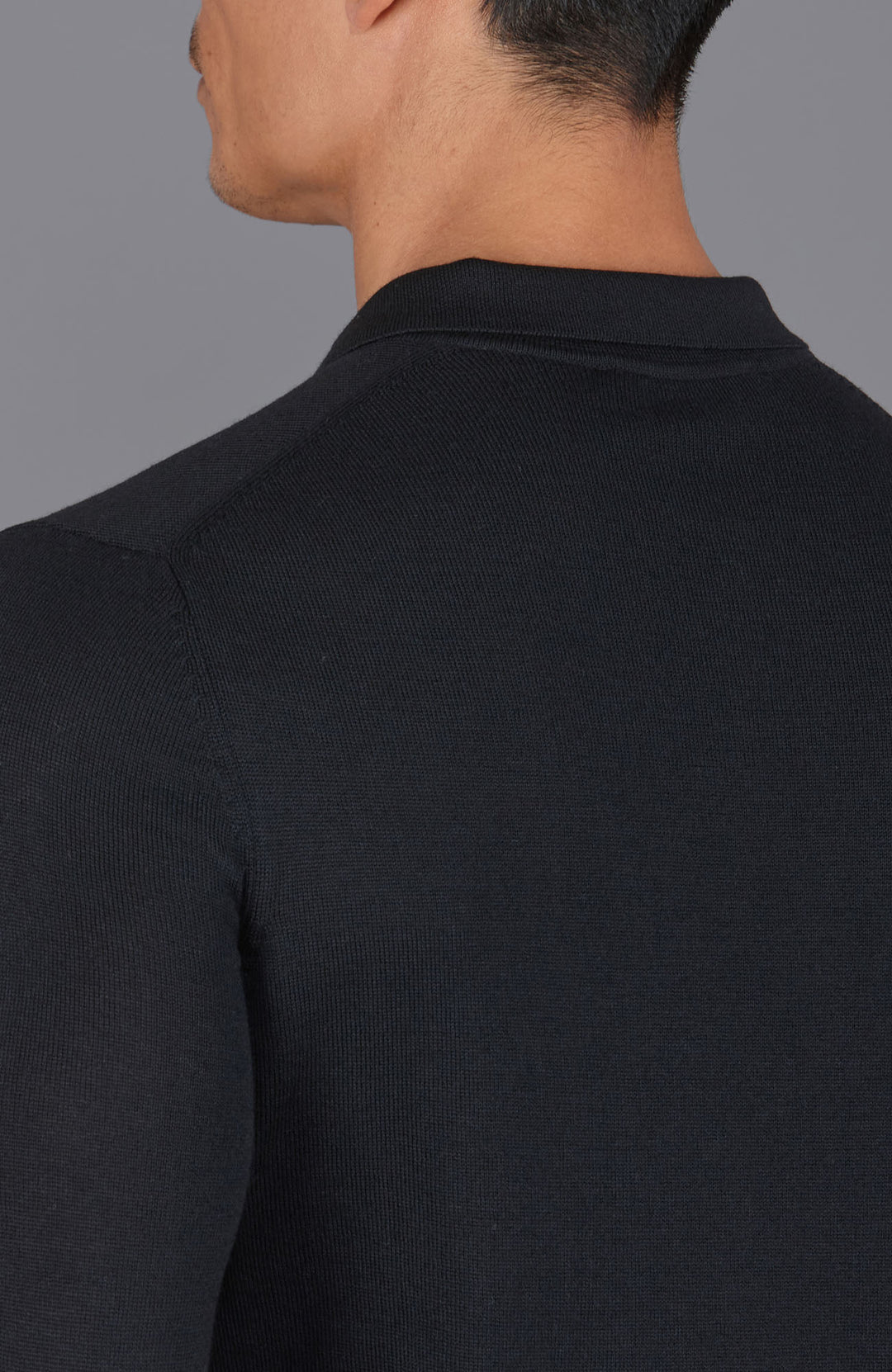 black mens merino wool polo shirt by Paul James