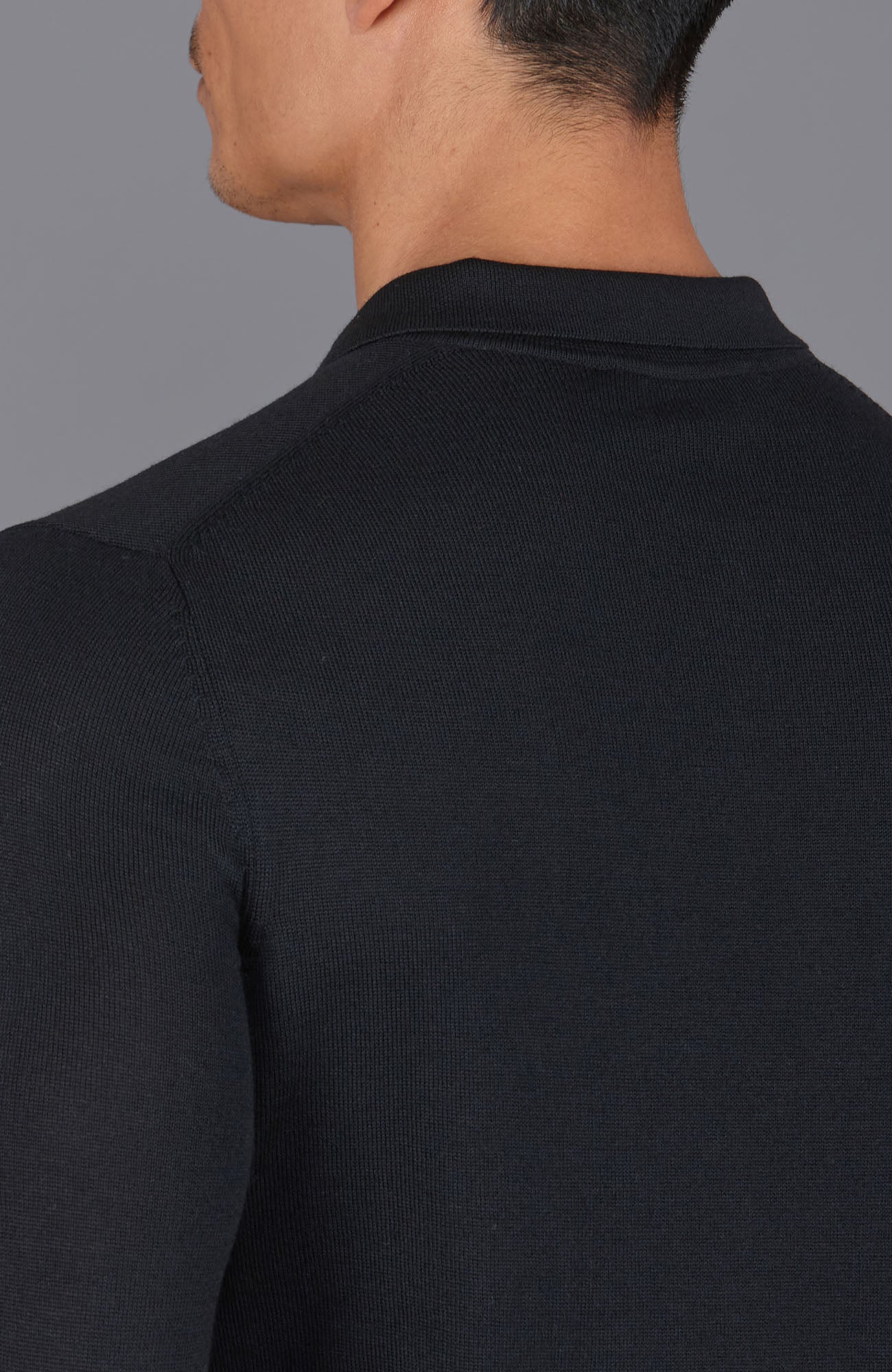 black mens merino wool polo shirt