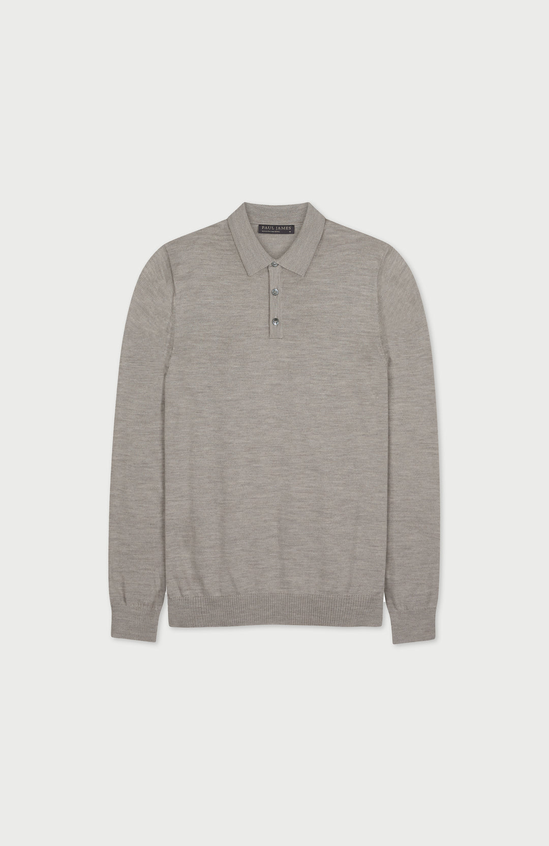 Barley Mens Extra Fine Merino Wool Long Sleeve Polo Shirt By Paul James