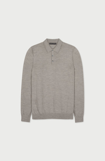 Barley Mens Extra Fine Merino Wool Long Sleeve Polo Shirt By Paul James