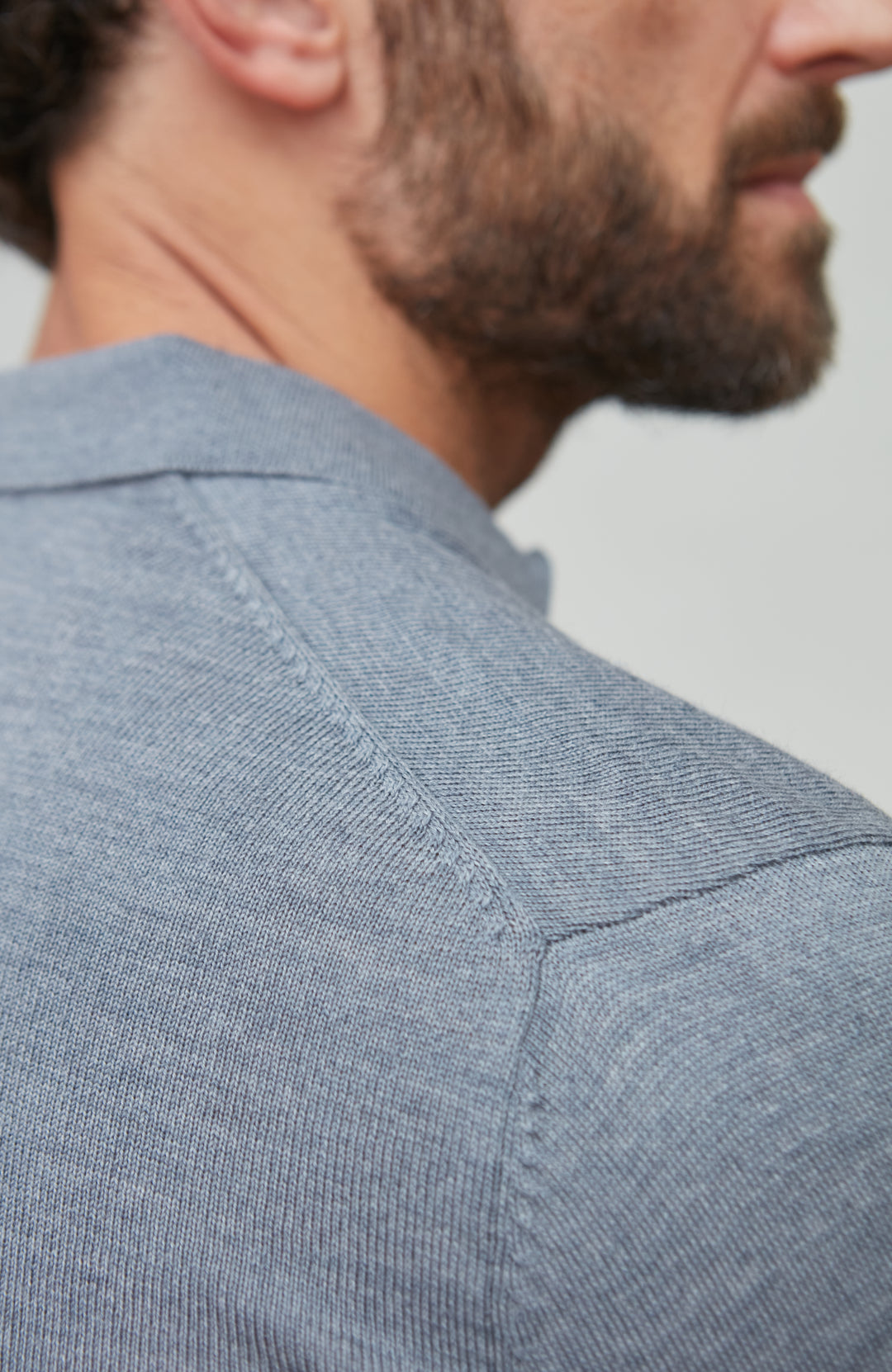 mens  light grey polo neck merino wool by Paul James