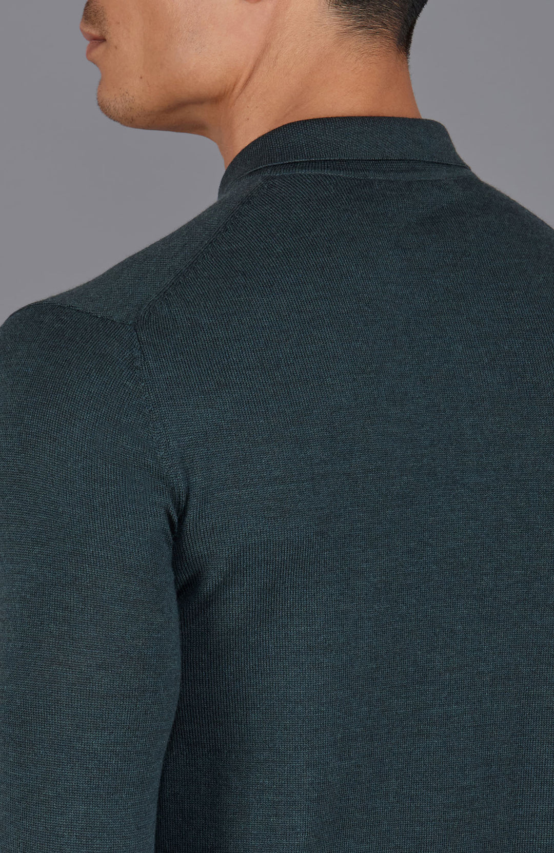 green mens merino wool polo shirt by Paul James