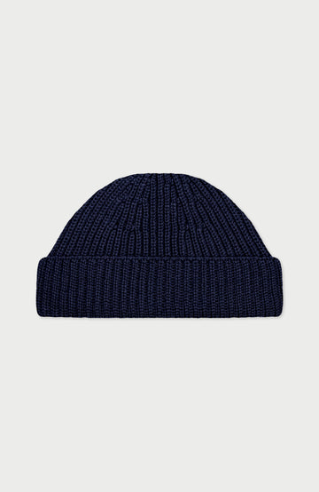 Navy Extra Fine Merino Wool Beanie By Paul James