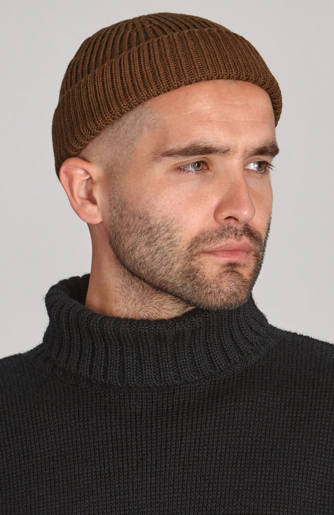 brown wool fisherman beanie hat by Paul James