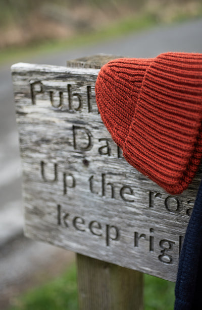 red mens fisherman wool beanie