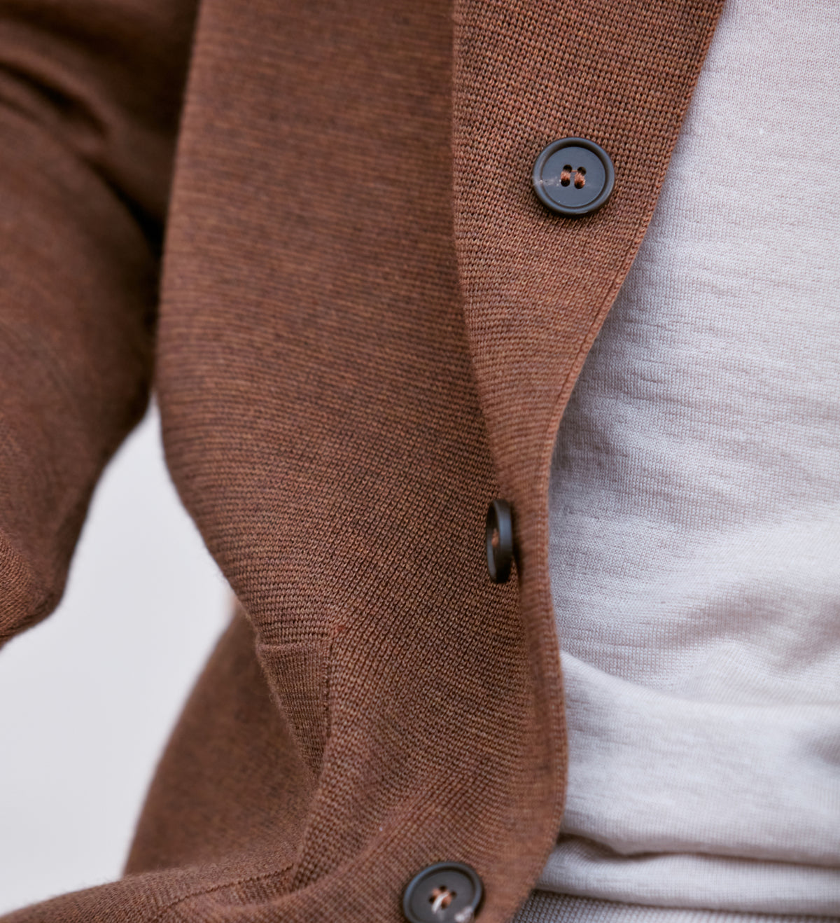 Mens Extra Fine Merino Wool Knitted Nehru Jacket - Feature 2