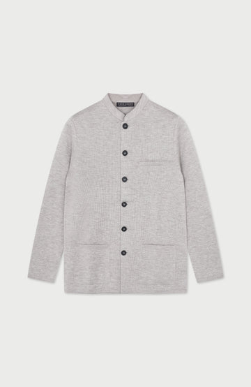 Beige Mens Extra Fine Merino Wool Nehru Jacket By Paul James Knitwear