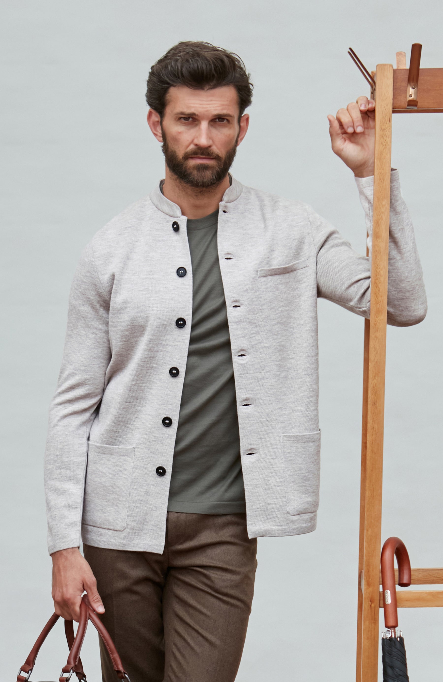 Stoney Mens Extra Fine Merino Wool Nehru Jacket By Paul James 