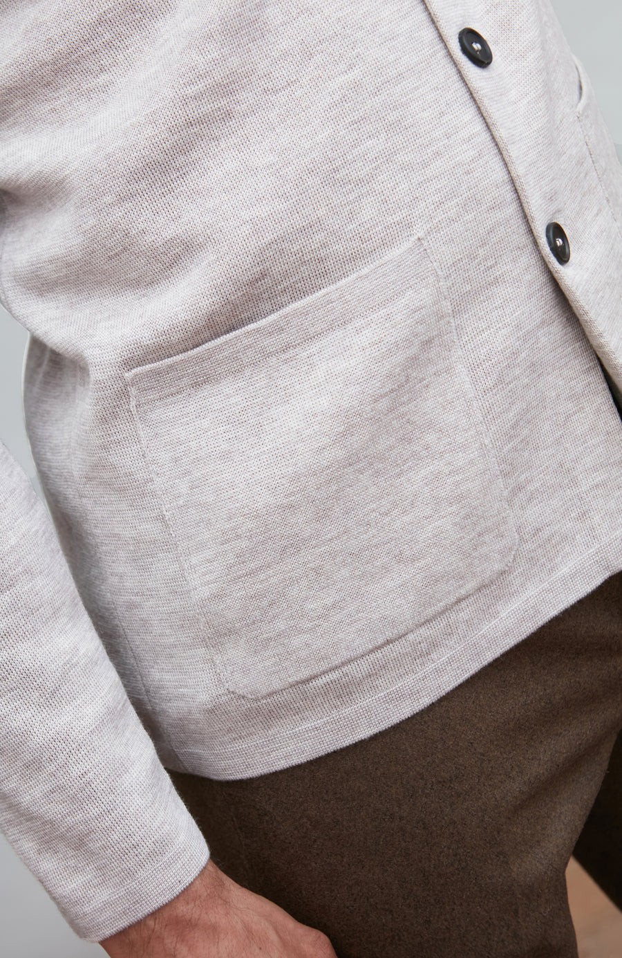 Mens Extra Fine Merino Wool Knitted Nehru Jacket - Feature 5