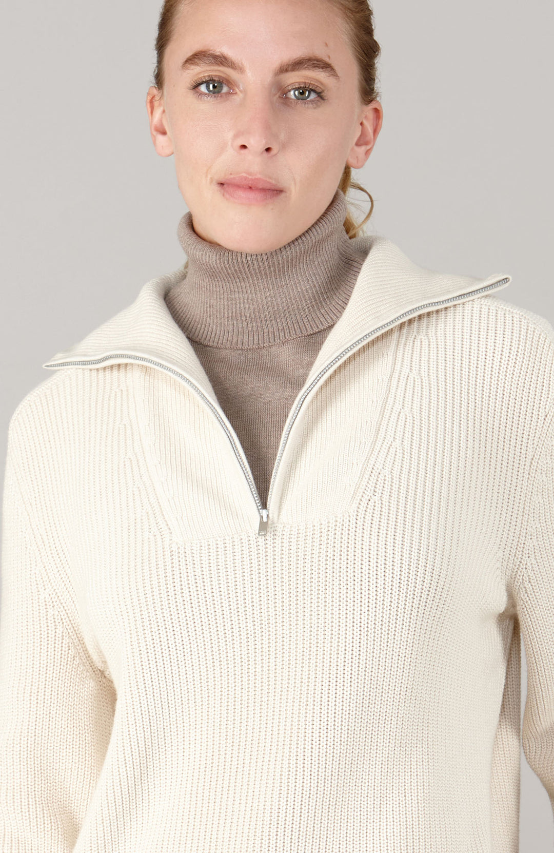 beige womens roll neck warmer