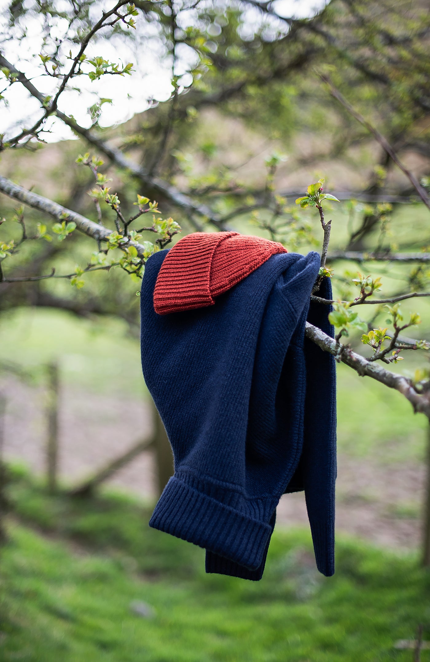 navy merino cashmere roll neck jumper