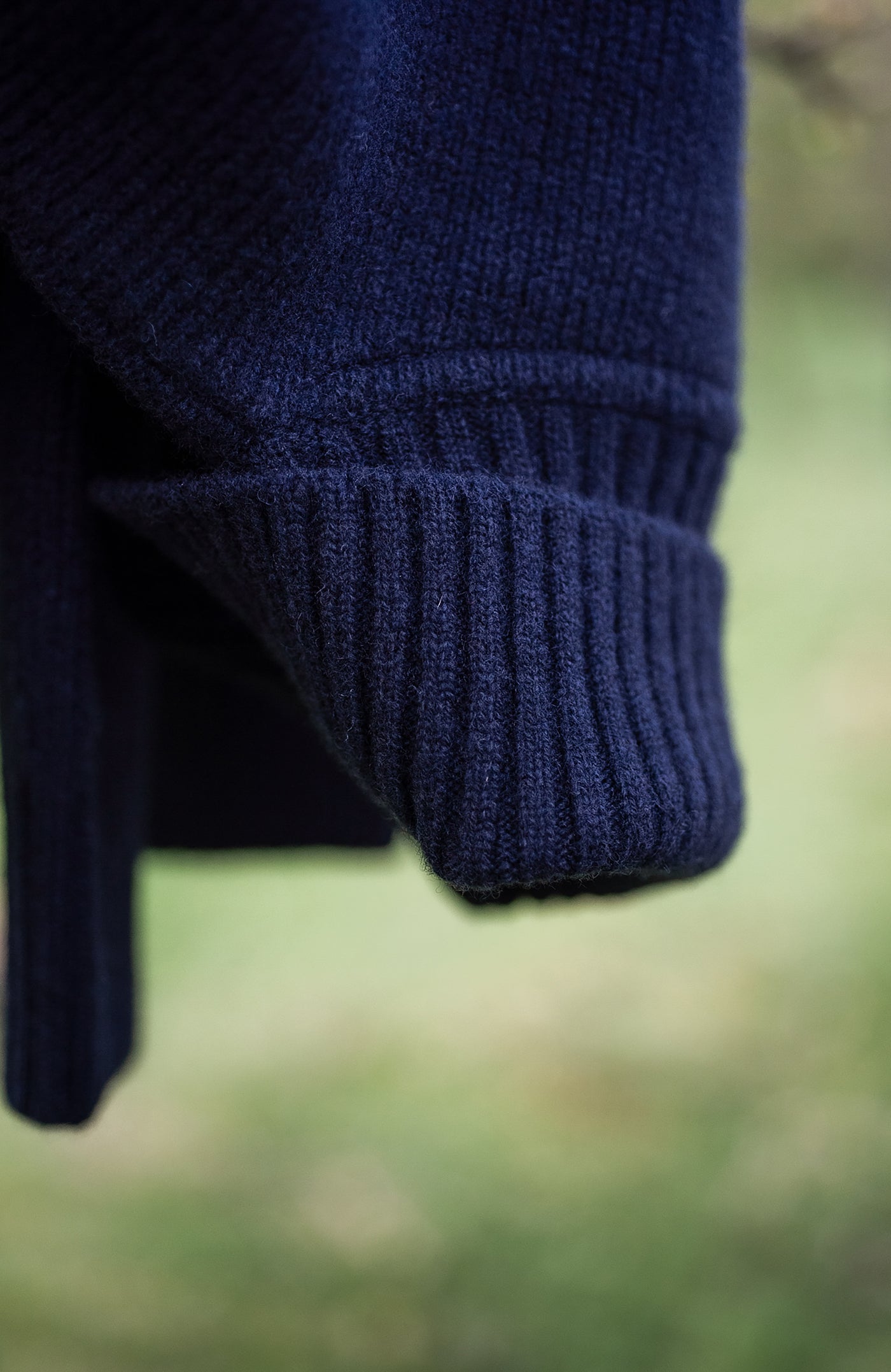 navy merino cashmere roll neck jumper