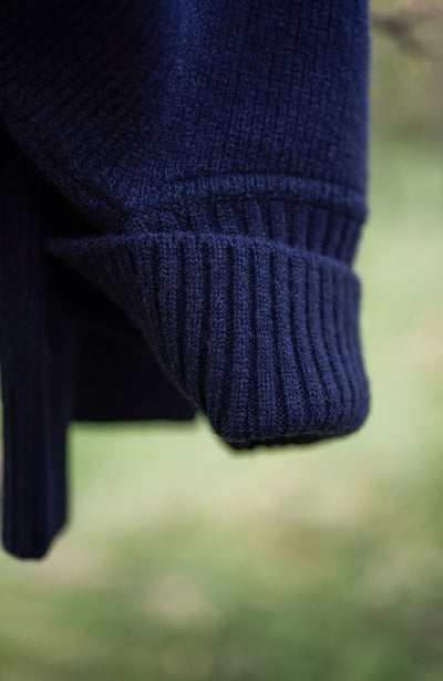 navy merino cashmere roll neck jumper