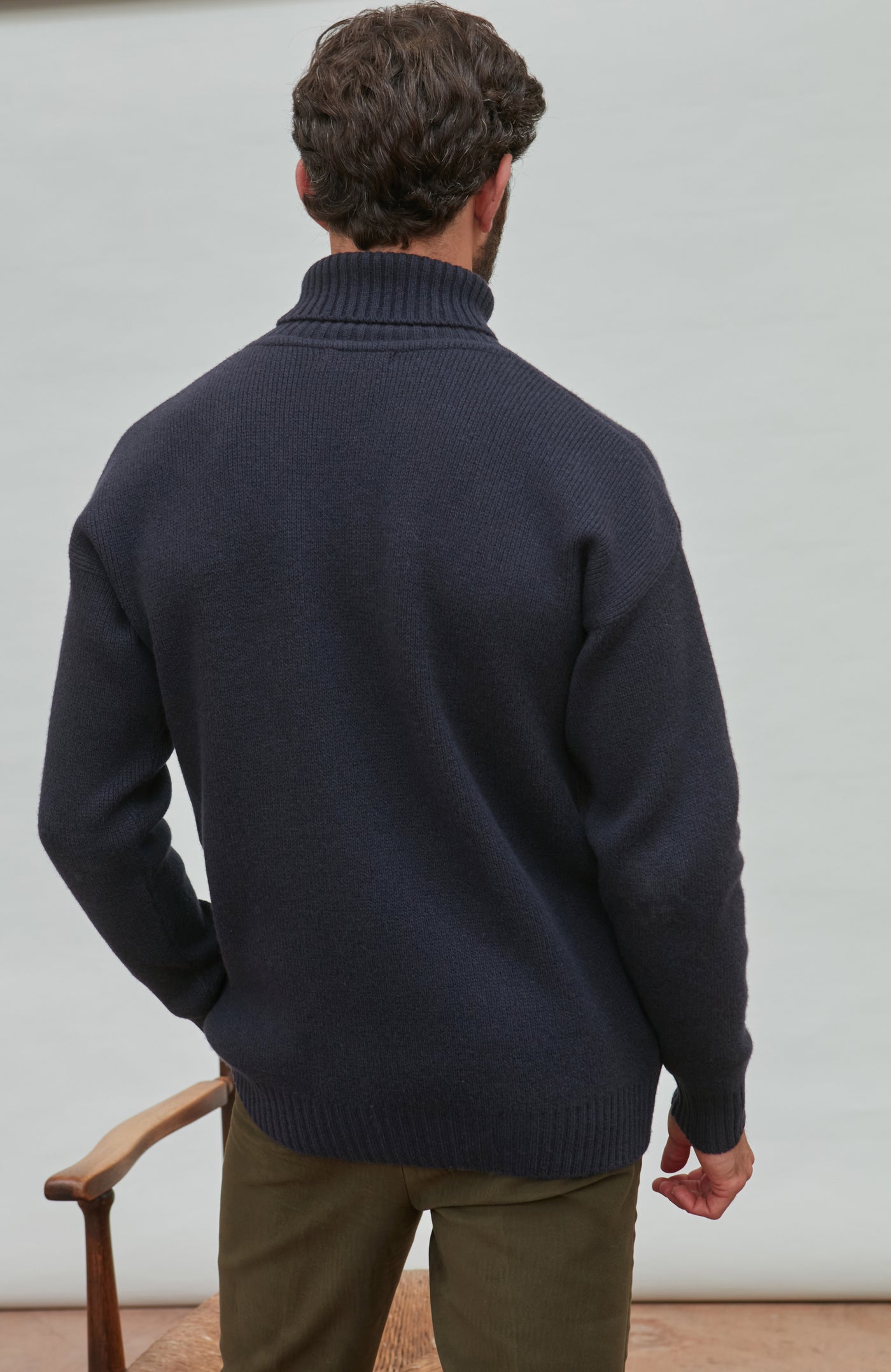 navy merino cashmere roll neck sweater 