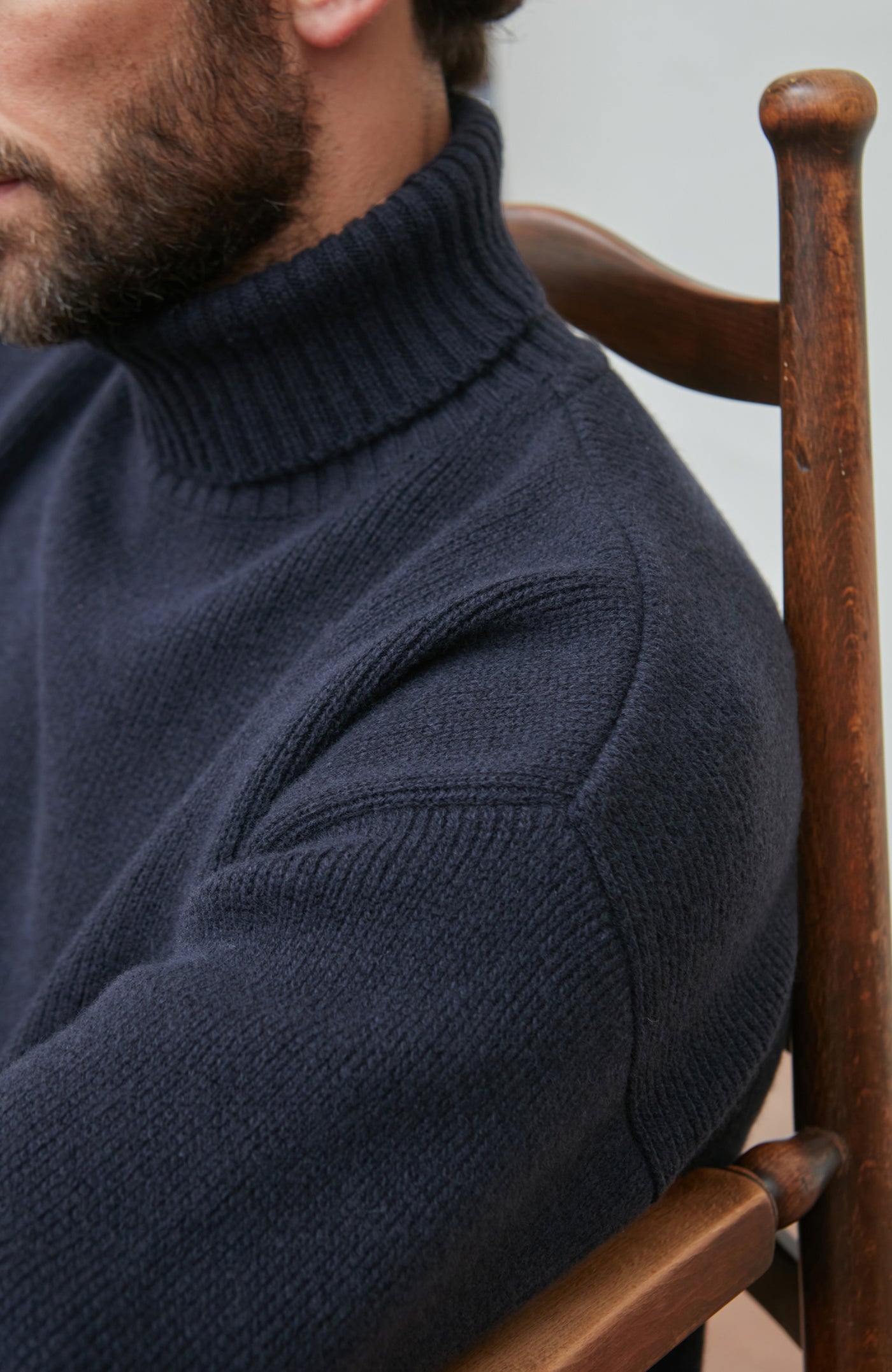 navy merino cashmere roll neck sweater 