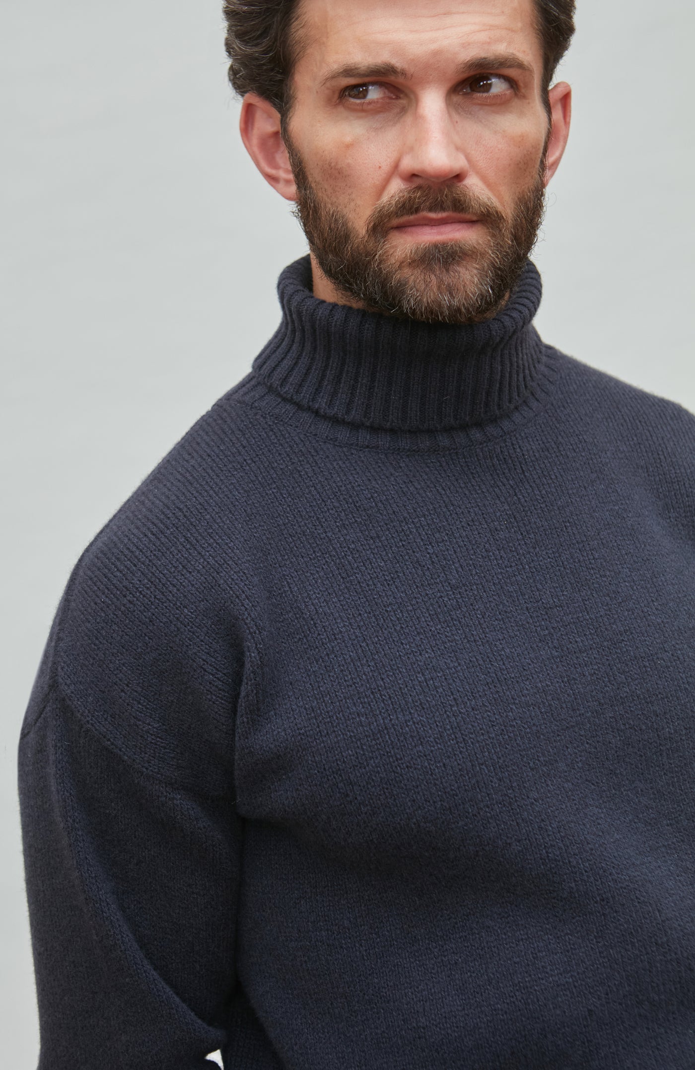 navy merino cashmere roll neck sweater 