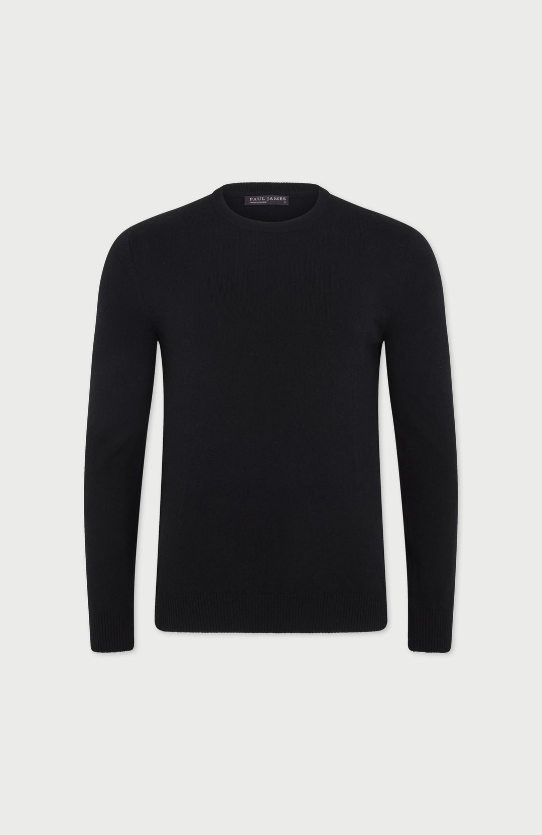 Black Mens Merino Cashmere Crew Neck Jumper By Paul James