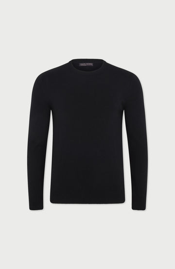Black Mens Merino Cashmere Crew Neck Jumper By Paul James