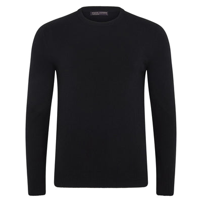 Black mens merino cashmere sweater on a white background
