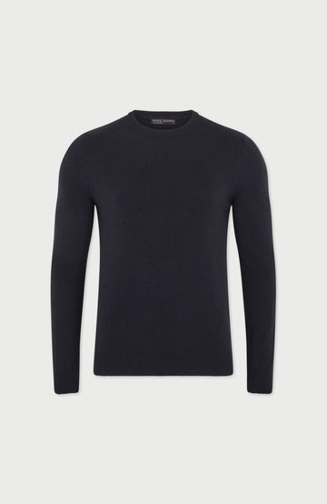 Navy Mens Merino Cashmere Crew Neck Jumper By Paul James