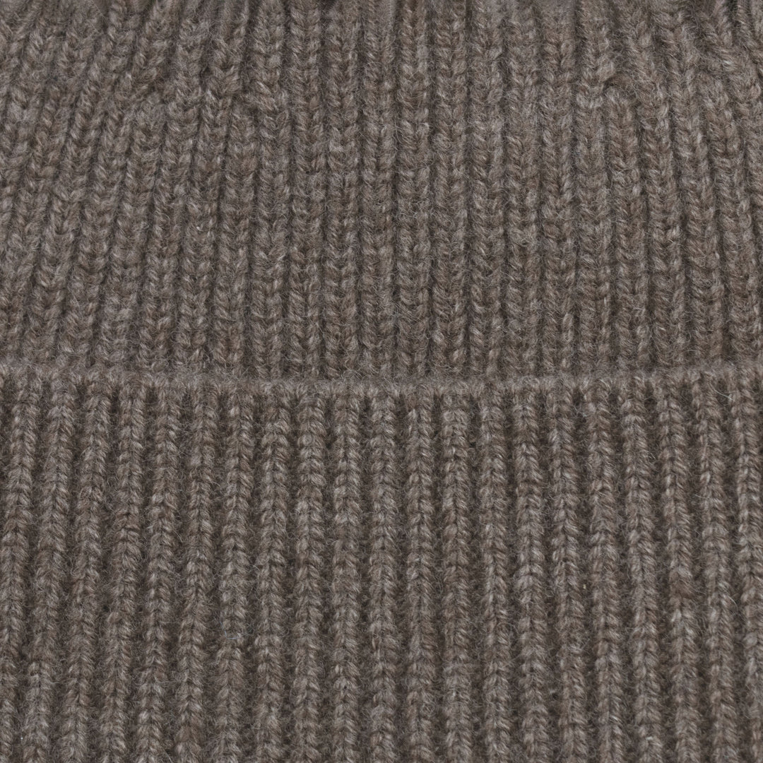taupe mens merino cashmere beanie hat by Paul James